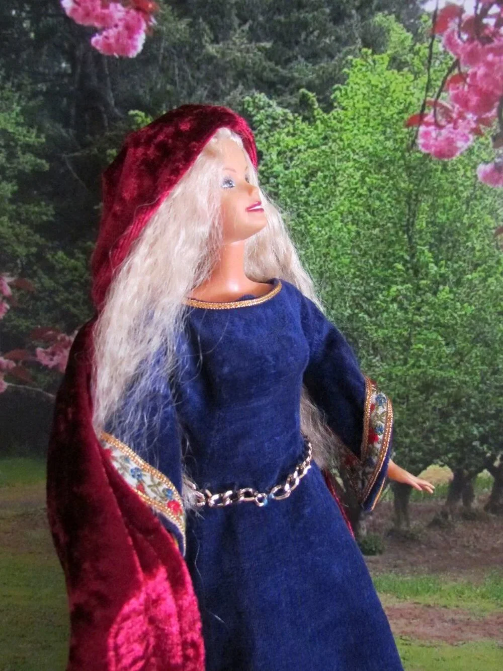 BARBIE MEDIEVAL COSTUME GOWN + HOODED CAPE, HALLOWEEN, DIORAMA, FAIRYTALE FUN